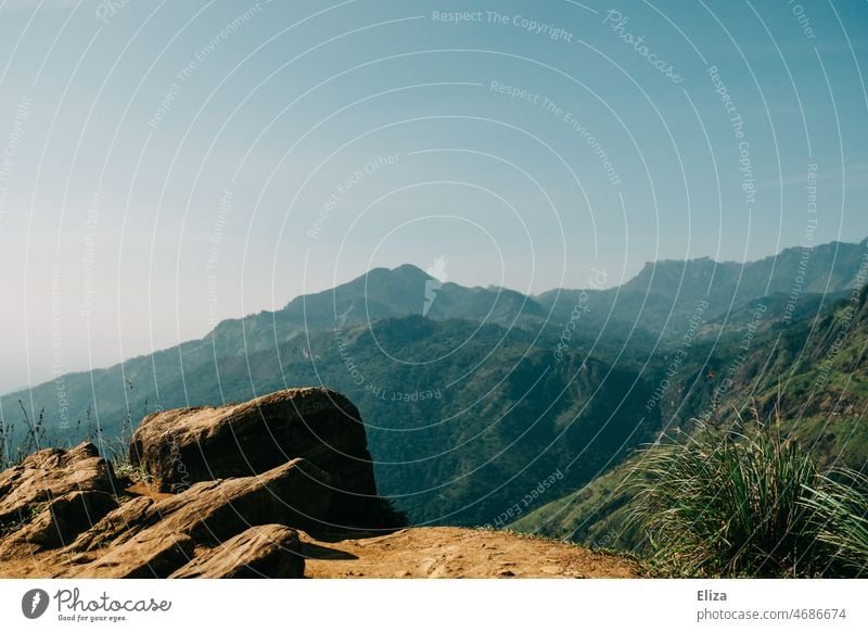 View of mountains and landscape from Little Adam's Peak in Sri Lanka Vantage point little adams peak Mountain Landscape Green Hill Panorama (View) Asia Nature