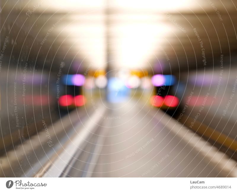 There is one train going nowhere, or is it two? Train trains reflection Platform track hazy Taillights fahts depart public transportation Mobility