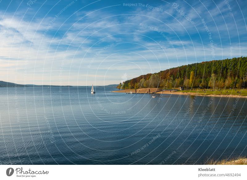 View of the Great Brombach Lake in autumn Autumn view tranquillity Relaxation Tourism Colour photo Germany Vacation & Travel Nature Beautiful weather