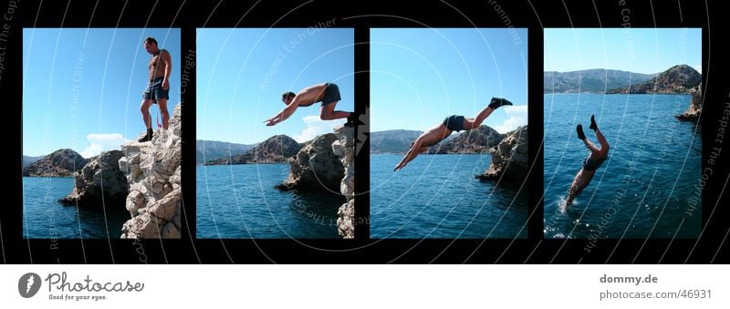 jump II Jump Croatia Baška Cliff 4 Fellow Man Pants Swimming trunks Cold Summer Water zdenek Rock Stone Part Lomography Mountain Sun Swimming & Bathing