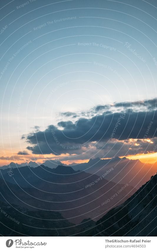 Sunset in the mountains Vantage point Moody Alps Mountain Panorama (View) Nature Clouds Sky Landscape Evening