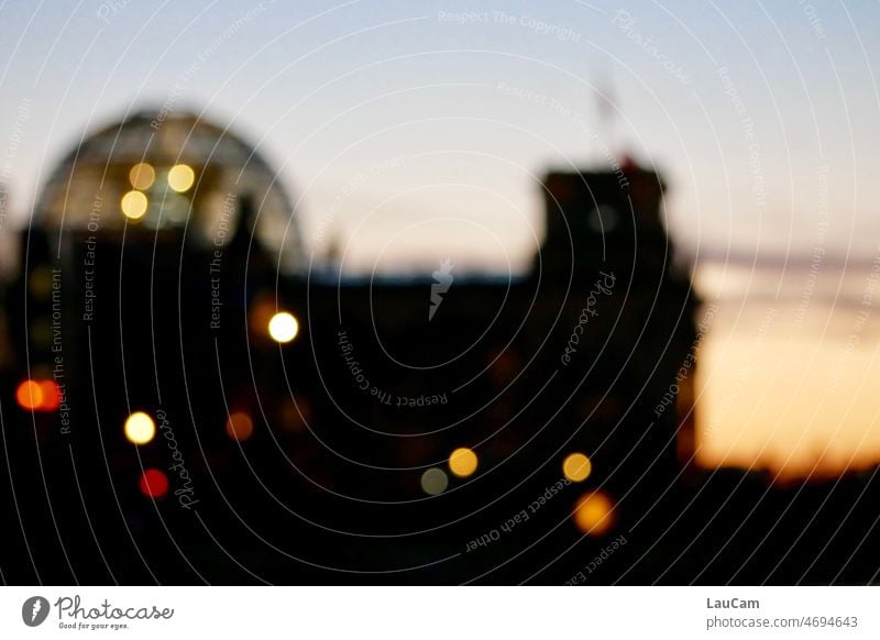 Reichstag at dusk - blurred Berlin Capital city policy Politics and state Twilight Dusk Landmark Germany Seat of government Silhouette Shadow Sky evening sky