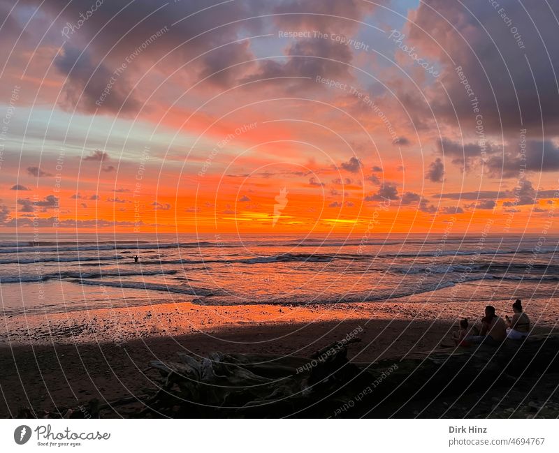 Sunset on the Pacific coast in Costa Rica Clouds Sky Evening Colour Ocean Water Horizon Dusk Beach Vacation & Travel Landscape Orange Reflection Sunlight pretty