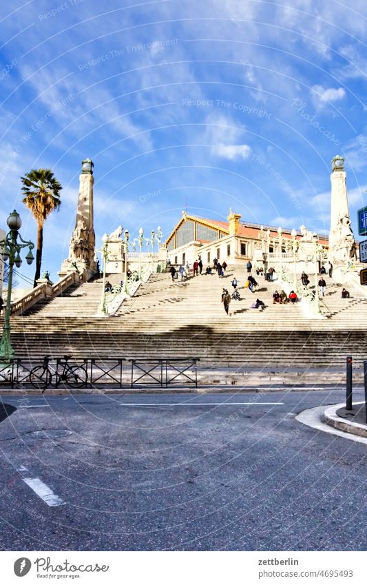 Marseille / Grand staircase to St. Charles station Old Old town Architecture saint charles station holidays France Historic downtown Medieval times