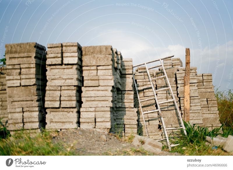 Concrete block stacks architecture background brick brickwork building cement cobblestone concrete construction construction site copy space cube curbstone