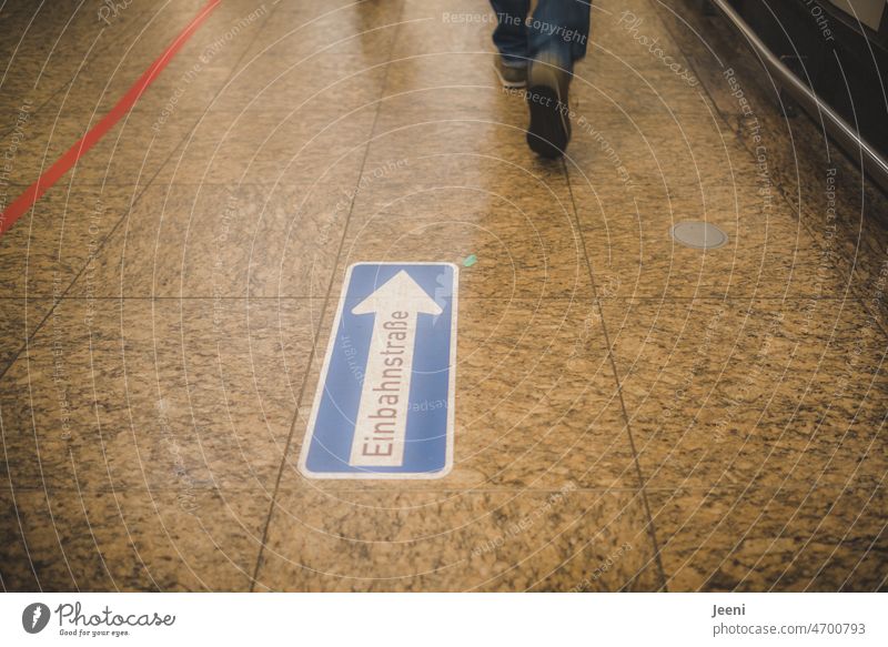 One-way street for pedestrians Road sign Signs and labeling Traffic infrastructure off Lanes & trails Footpath Pedestrian Road marking Safety Direction Arrow