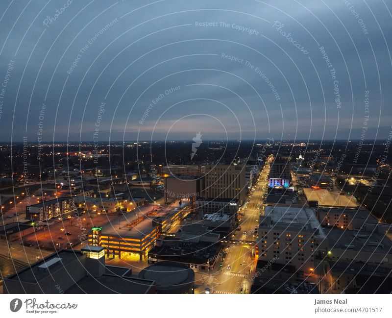 Early morning view of downtown appleton wisconsin usa outdoors dark night city united states car buildings exterior travel early cloudy light lights urban