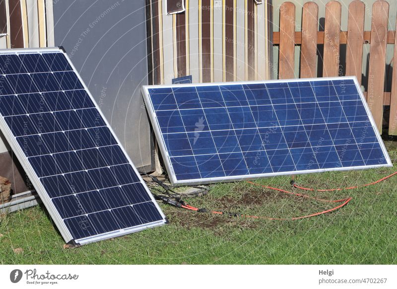 alternative energy to go - solar panels on a campsite Energy solar modules Solar Power Energy generation Alternative stream power supply Camping site Caravan