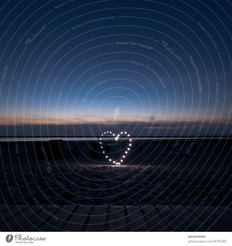 Heart of the beach Nature Sky Horizon Summer Beautiful weather Beach North Sea Ocean Moody Love lightscribe Honeymoon Langeoog Colour photo Exterior shot