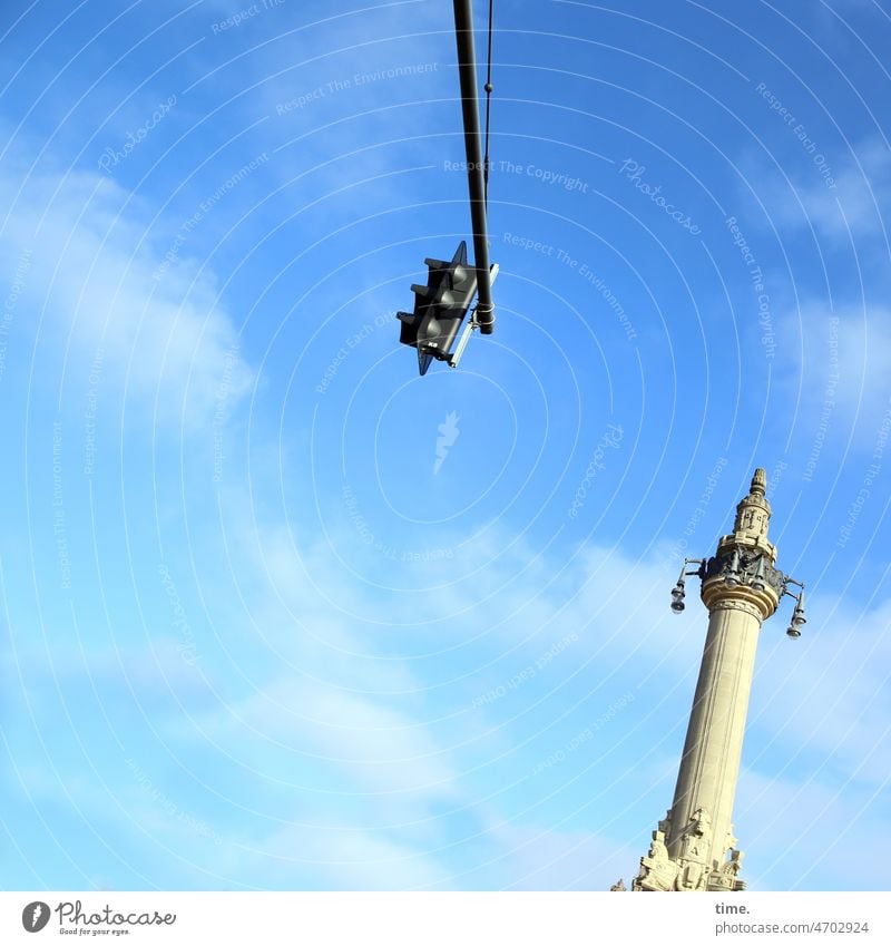 Lightboxes (30) Traffic light Hang Column lamps Sky Clouds sunny Road sign Monument Candelabra