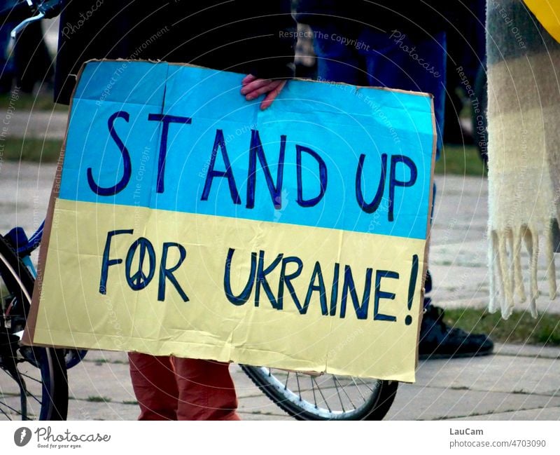 Stand up for Ukraine! Peace Ukrainian flag Solidarity Support Blue Yellow Freedom peace peace sign War Russia Hope make a mark Sign Peace Wish