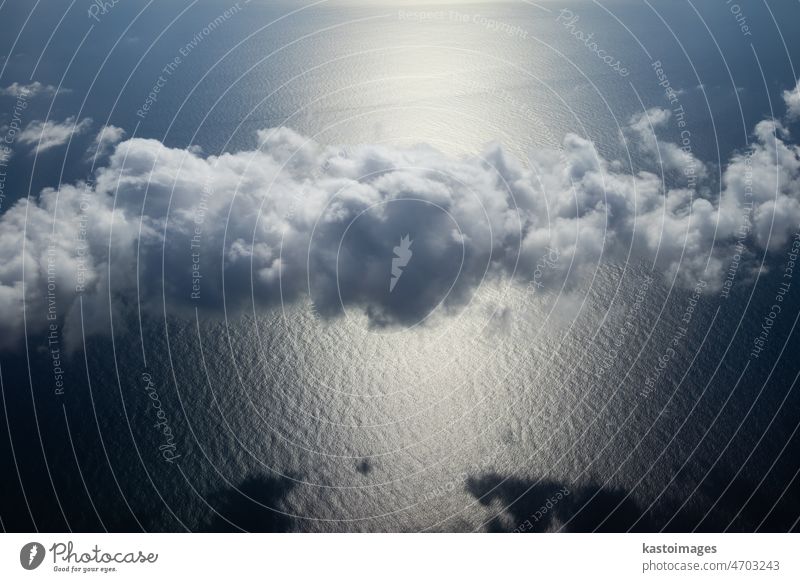 Beautiful clouds over the Atlantic ocean, Canary Islands, Spain. shadows top aerial flight abstract high pattern sky weather dramatic color view nature