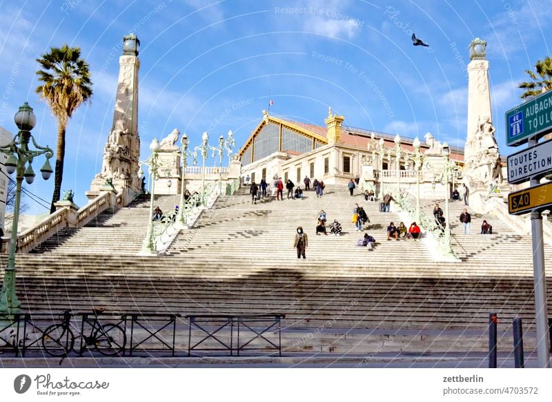 Marseille / Grand staircase to St. Charles station Old Old town Architecture saint charles station holidays France Historic downtown Medieval times