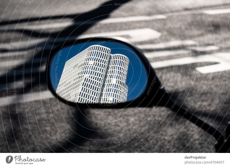 Skyscraper in the reflection of a scooter in Berlin Berlin center Vacation & Travel Beautiful weather Tourism City trip Freedom Sightseeing Adventure