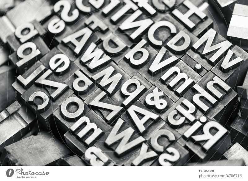 Old typo lead letters Alphabet lead type business printing information journalism communications magazine reporter font icon symbol text copy writer words signs