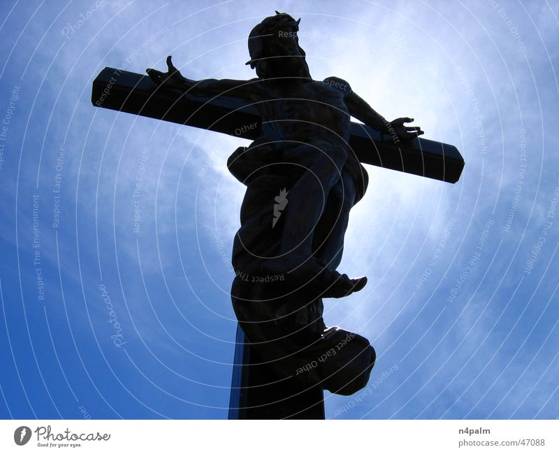 cross Jesus Christ Clouds Black White Bregenz Peak Sun Dazzle Back-light Silhouette Halo Blue Sky Lake Constance