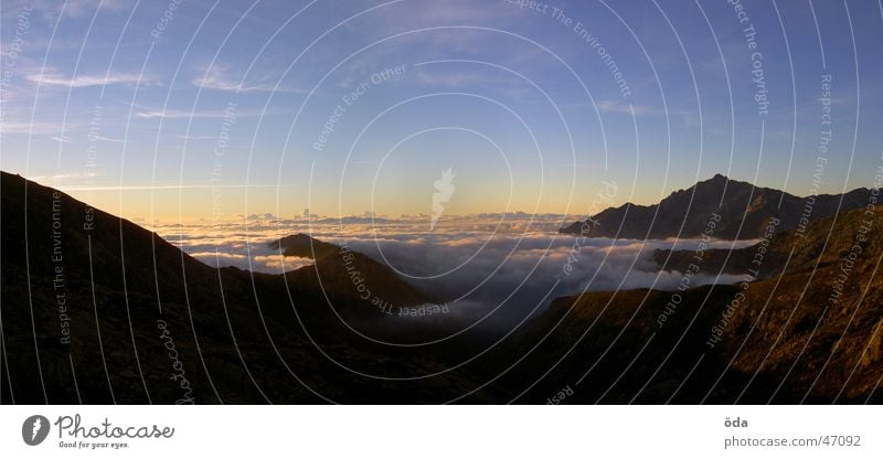 corsican view #1 Panorama (View) Horizon Clouds Sunrise Twilight Fog Vantage point Mountain Large Panorama (Format)