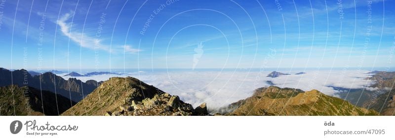 corsican view #3 Panorama (View) Fog Clouds Horizon Ocean Corsica Vantage point Mountain Sun gr20 Large Panorama (Format)