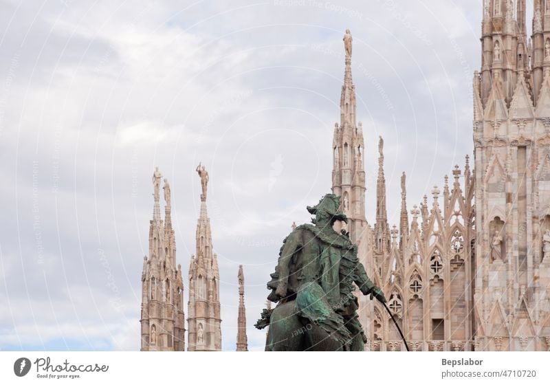 Vittorio Emanuele II monument in Milan - Italy anatomy antique architecture art bronze carving cathedral celebration christianity church city classic