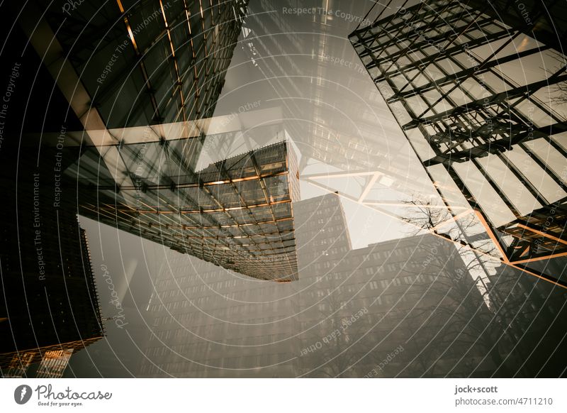 crisscrossing Potsdamer Platz Architecture High-rise Modern Double exposure Reaction Illusion Silhouette Surrealism Experimental Downtown Berlin Irritation