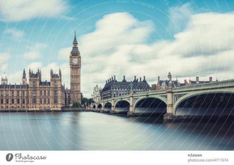 Big Ben and Westminster parliament with cloudy sky, london, uk houses of parliament big ben england breat britain city westminster palace of westminster thames