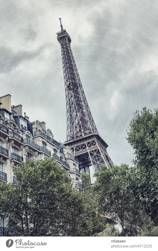 Eiffel tower, Paris. France. eiffel skyline paris view travel romantic city scene landmark tree tourism building european vacation construction ancient