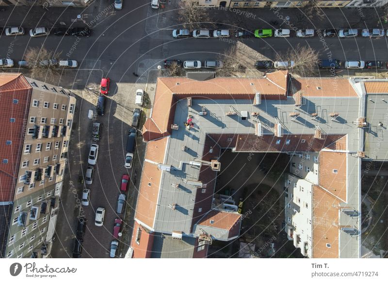 a corner house in Berlin Pankow from above Exterior shot Town Downtown Architecture Day Colour photo Building Old town Germany Downtown Berlin City Old building