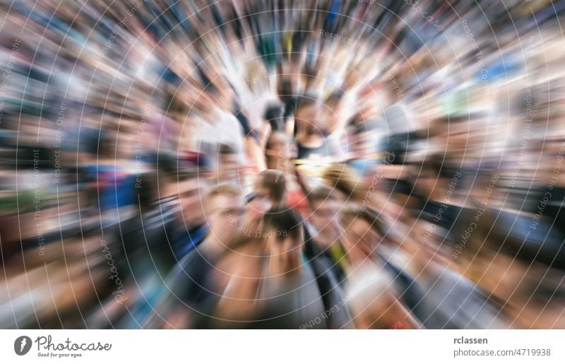 Zoom in on hectic crowd of people in london at a pedestrian area fair anonymous zoom pedestrian zone airport swarm amount exhibition expo shopping center