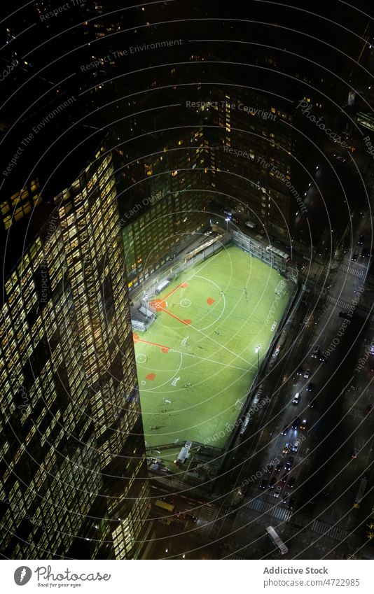 Baseball field in night city baseball sportive street court building diamond public line modern structure infrastructure america usa united states new york