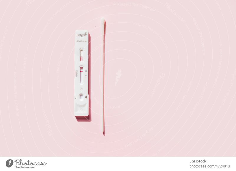 Negative test result by using rapid test device for viral COVID-19. Copy space. analyzing antibody anticipation antigen care check mark close-up control