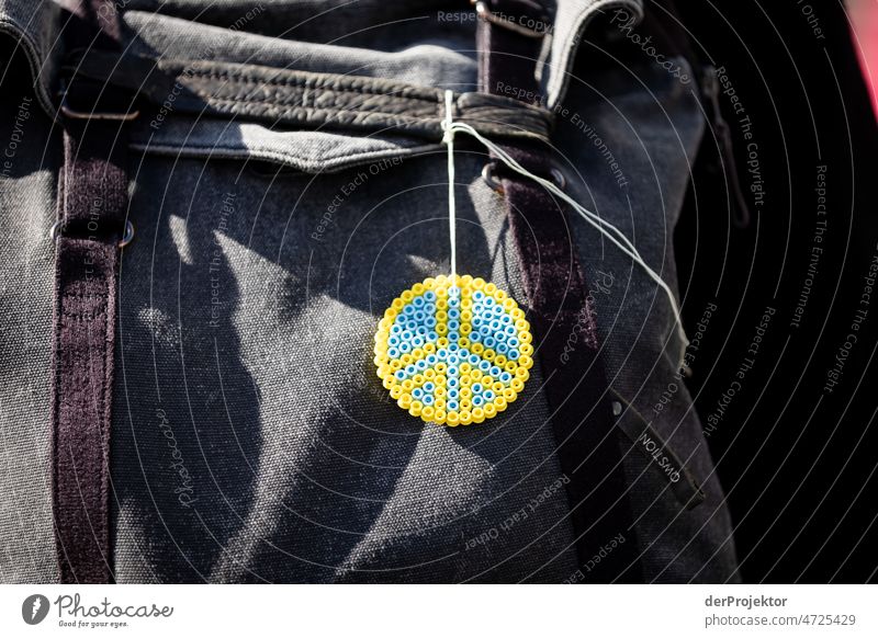 Peace sign with ironing beads against Ukraine war in Berlin Berlin Centre Abstract Capital city Copy Space right Copy Space left Copy Space bottom