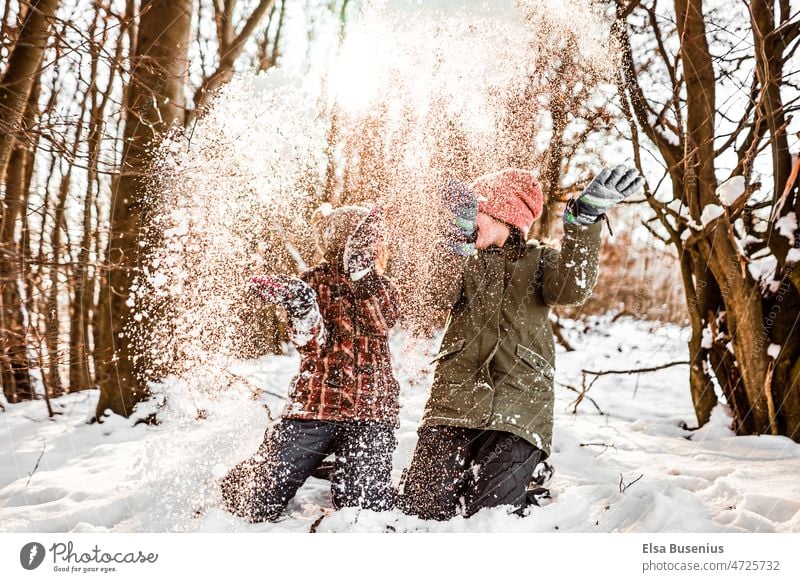 Children in snow Snow Winter Cold White Nature Snow layer Winter mood Climate Winter vacation Snowscape Environment Landscape Exterior shot Weather