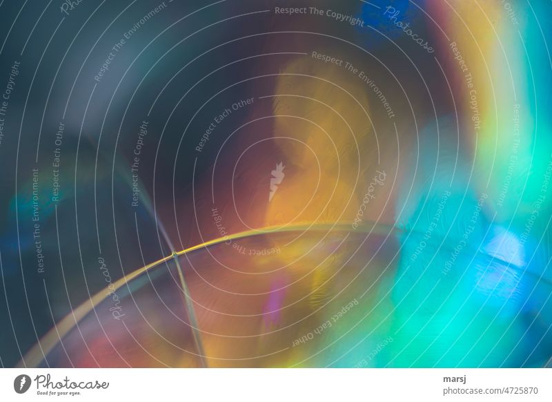 Intersection. They have met precisely, the three in front of the colorful background. Abstract Experimental Whimsical Uniqueness Transience Soap bubble