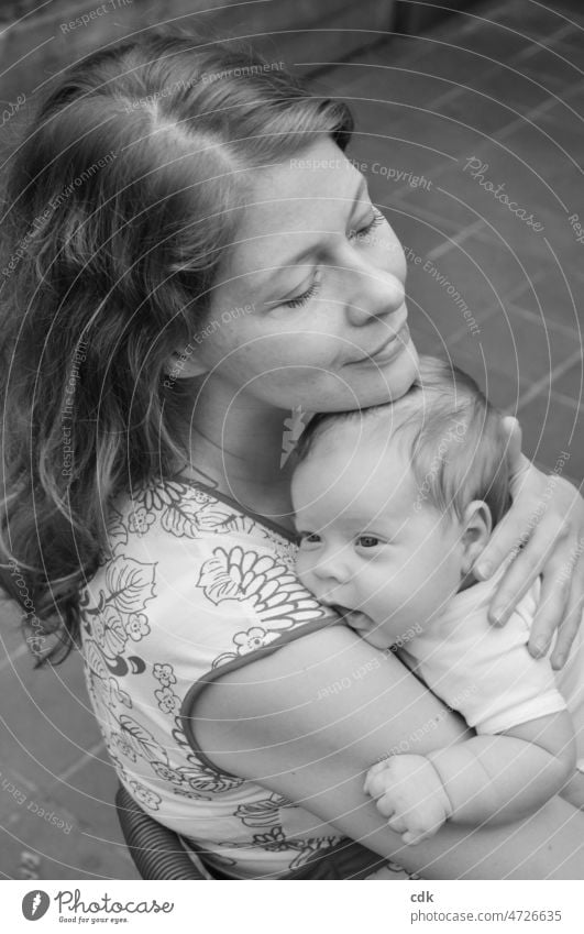 Mother & Child | Experience closeness and security. people two mother and child Baby black and white photo out Terrace mother's happiness maternity