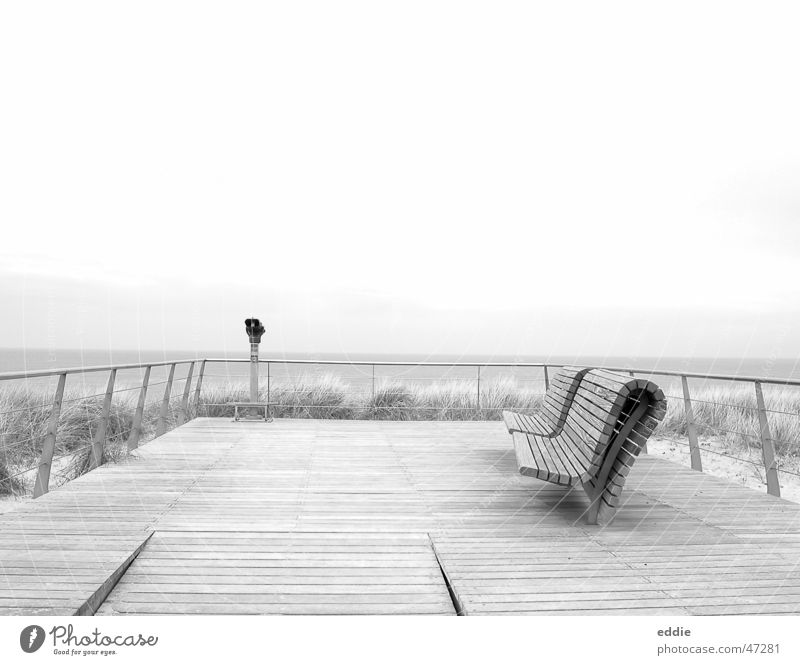 Abandoned North Sea Beach Platform Ocean Bench Vantage point Loneliness