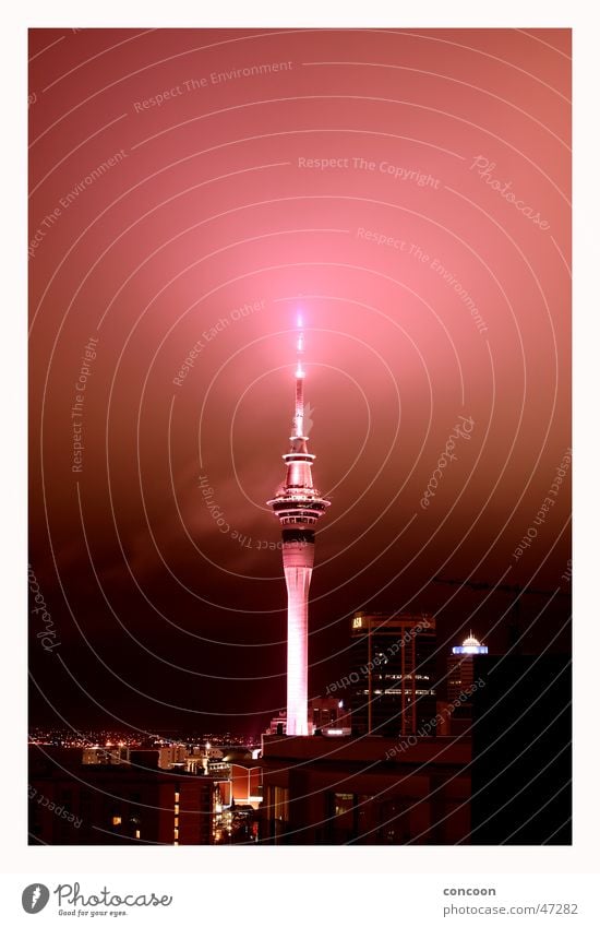 Auckland Skytower New Zealand Sky Tower Southern hemisphere Glow Fog Level highest building Lamp