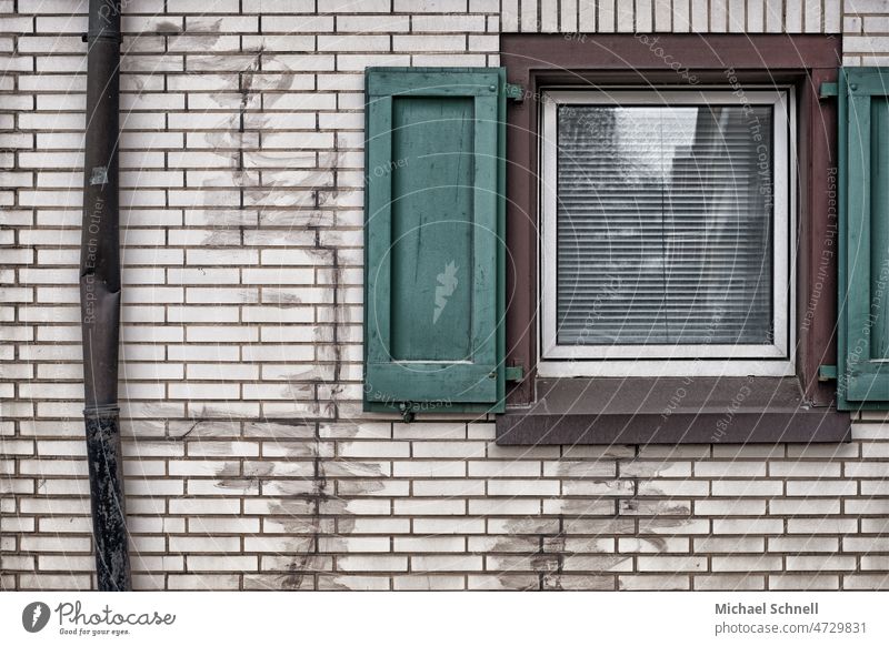 Old house facade, windows with shutters Window Shutter House (Residential Structure) Facade Architecture melancholically Past Transience