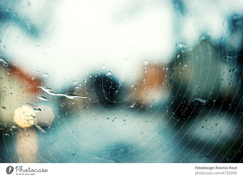 Passenger perspective rainy weather in the right side mirror car Rain Wet Water In transit Close-up Detail Weather Damp Colour photo Autumn Comfortless Deserted