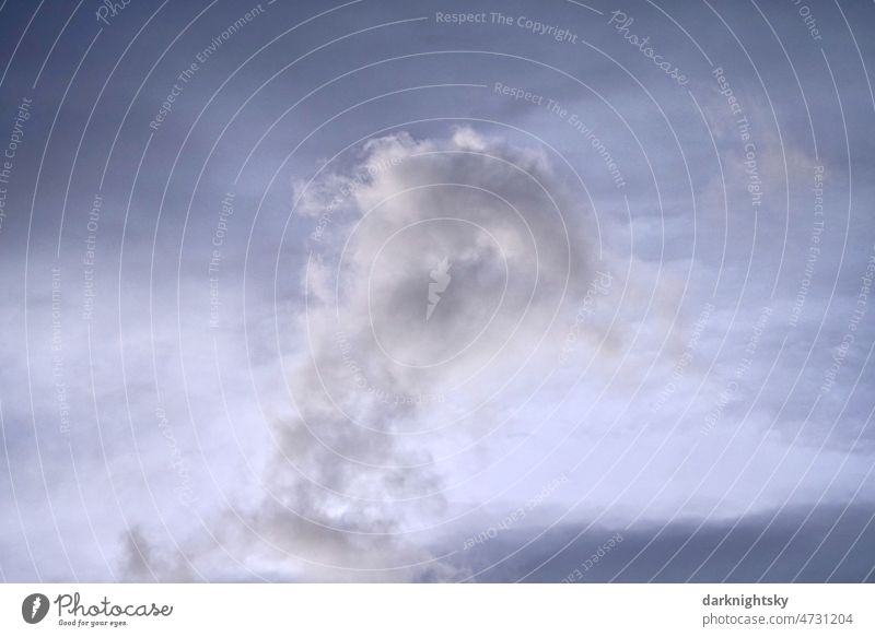 Small bright white and gray cloud against blue sky in the evening Sky Sky only Blue Nature Clouds Exterior shot Weather Day Flying Environment Beautiful weather