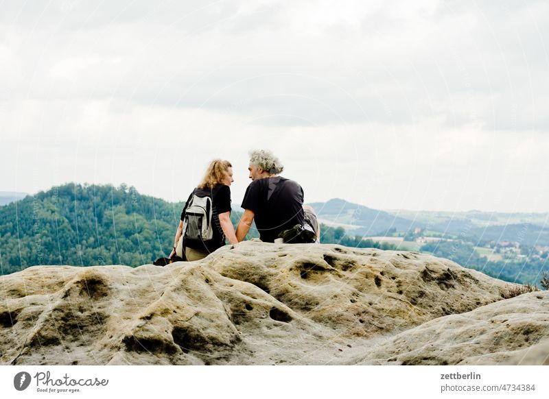 Two people in Saxon Switzerland Affensteine active Activity holiday Alpine Relaxation Rock holidays mountain climbing rocks Climbing Landscape Highlands