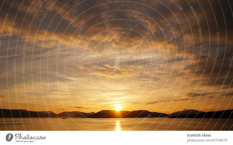 Golden Hour River Sunset, Clyde Estuary, Scotland. dramatic Scotlands landscape sea loch golden hour sunset view dusk scenic sunset Scottish scenery light