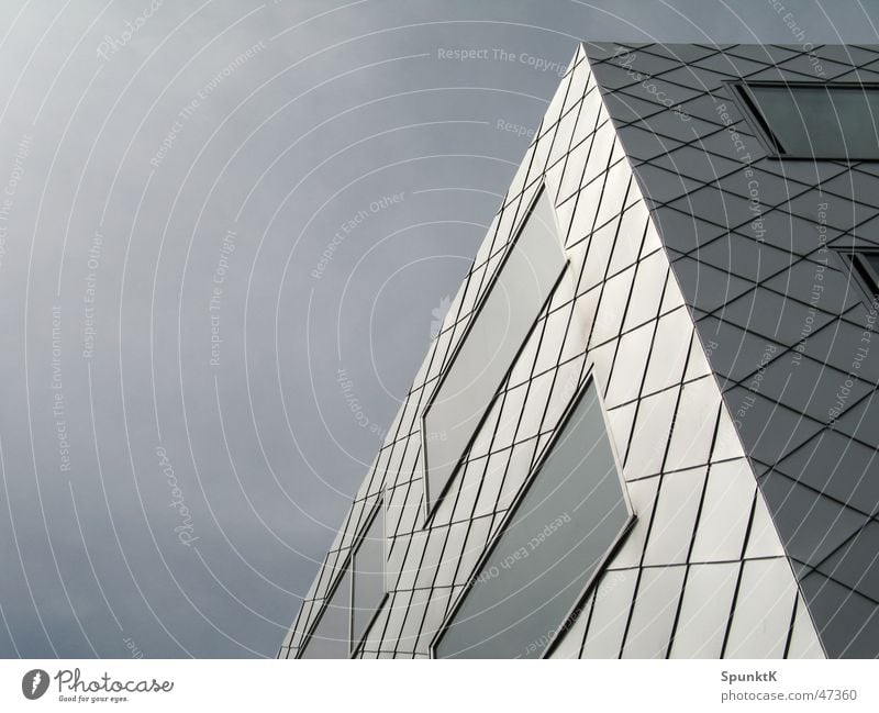 grey in grey in grey Gray Clouds Facade House (Residential Structure) Window Glazed facade Reflection Pane Square Cologne Gloomy Sky Front side Glass Tilt