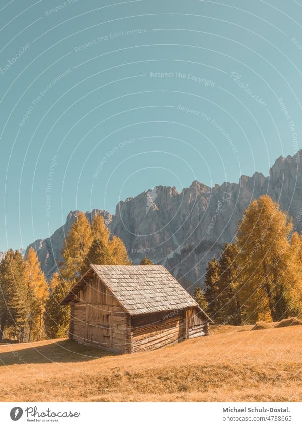 Alpine hut in late summer South Tyrol mountains Alps Clouds alpine panorama Dramatic Idyll idyllically Moody hike hill clouds dramatic mood sky Alpine pasture