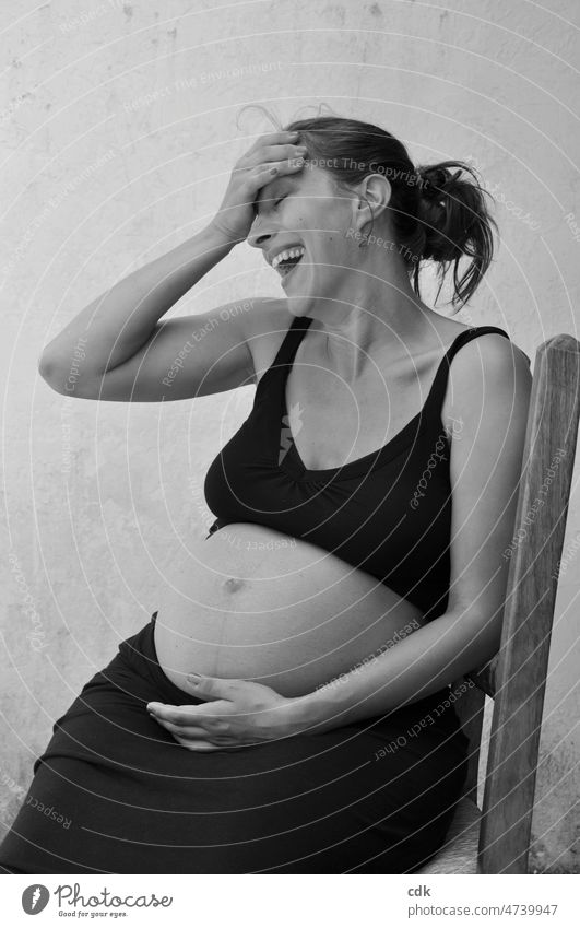 Pregnancy | in black and white | be in other circumstances. Human being Woman pregnant women Baby bump Stomach Black & white photo Hand Enclose Embrace Touch