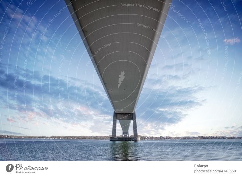 Under a large bridge over the sea outdoor nature waterfront landscape pier below reflection beneath arch outdoors grey metal old french nobody dock connection