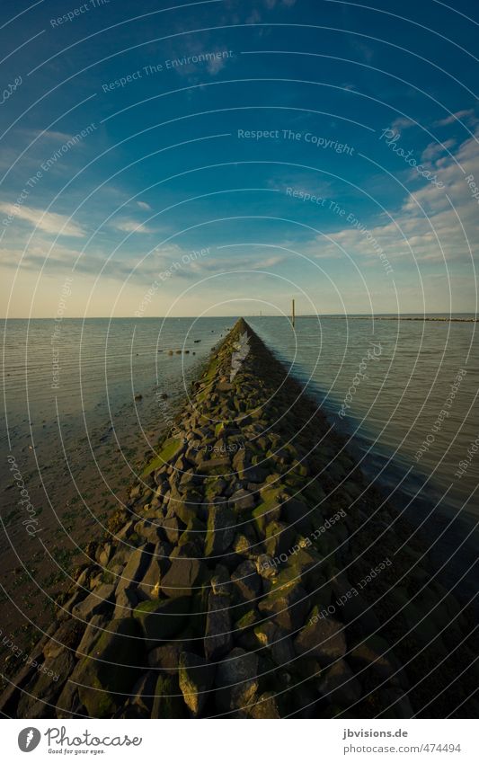 To the edge of the earth Nature Landscape Water Sky Rock Coast North Sea Ocean Stone Deserted Infinity Calm Symmetry Far-off places Colour photo Exterior shot