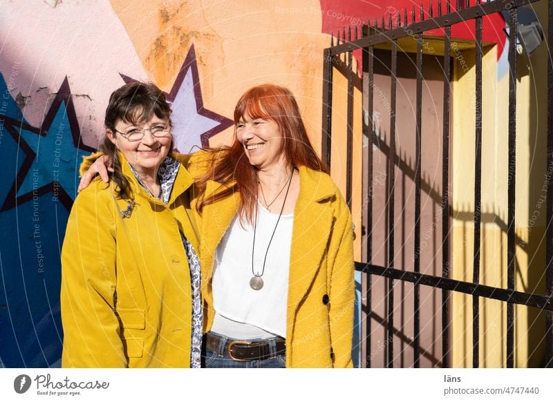 Best friends women Woman girlfriends cheerful Happy Friendship Smiling Happiness Together Cheerful Outdoors Laughter urban people fun joyfully