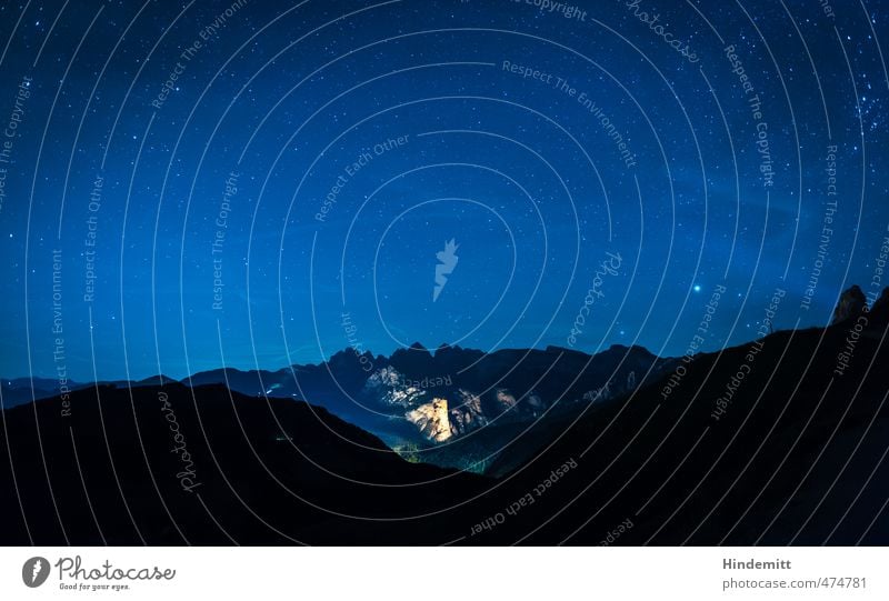 Under the star tent (3): Wolkenstein Vacation & Travel Elements Earth Air Sky Cloudless sky Night sky Stars Summer Beautiful weather Hill Rock Alps Mountain