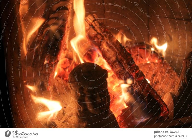 cozy fire in the fireplace Orange Fiery smoking Moody pretty Night Evening Burn Glow Close-up Detail Flame Coal Warmth Smoke Charcoal Fire Embers Hot Fireplace