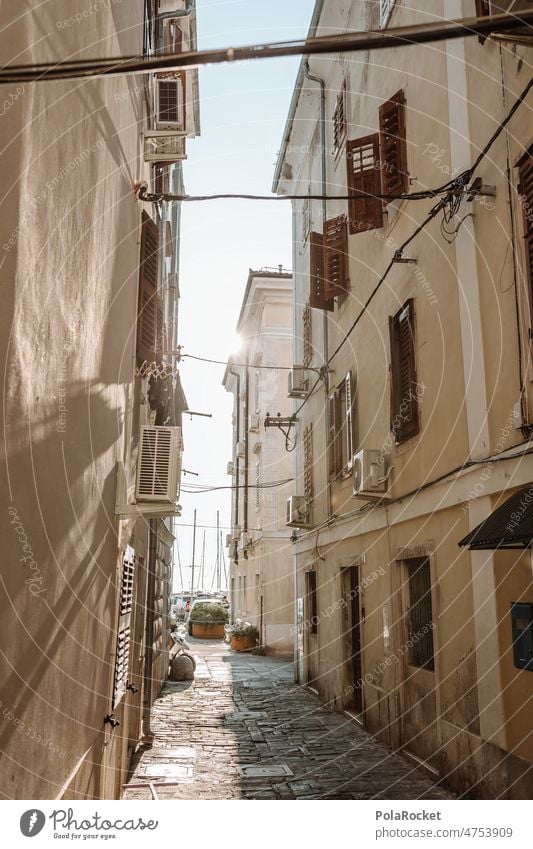 #A0# alley from Piran Alley lanes romance of the streets piran Slovenia Old town sunny Exterior shot Colour photo Facade Historic